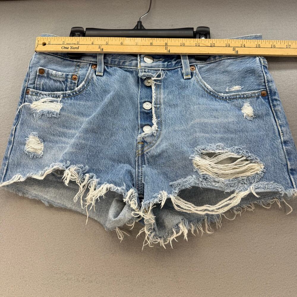 Levi's 501XX Big E Shorts Women's 29 (8) Light Blue Button Fly Cutoff 2" Inseam - Picture 8 of 13